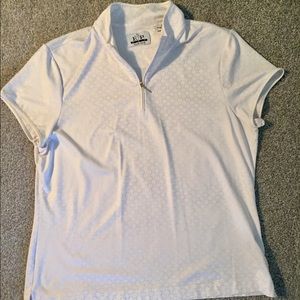 White with little gold circles